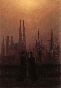 Caspar David Friedrich Harbor at Night oil on canvas